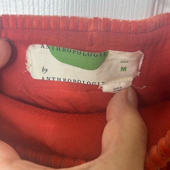 Anthropology Size Medium Pencil Skirt Lined Orange Velour Soft - Picture 4 of 8